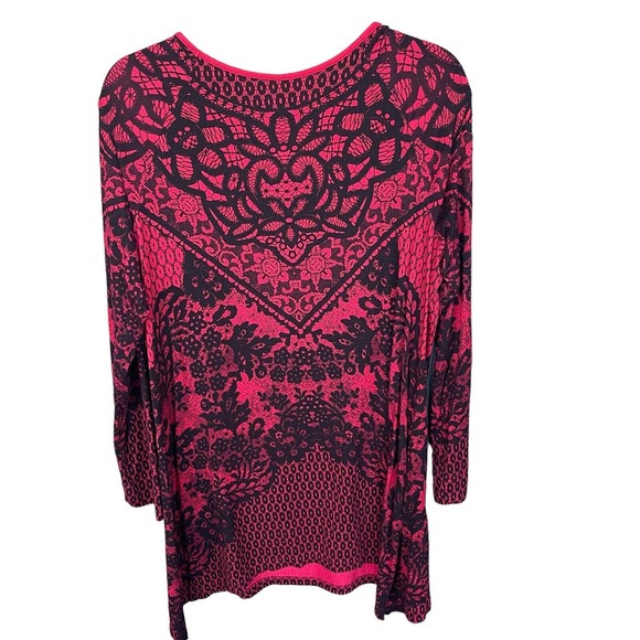 Soma Sleep Shirt Womens Large Red Lace Print Nightgown Loungewear Soft Rayon - Picture 2 of 10